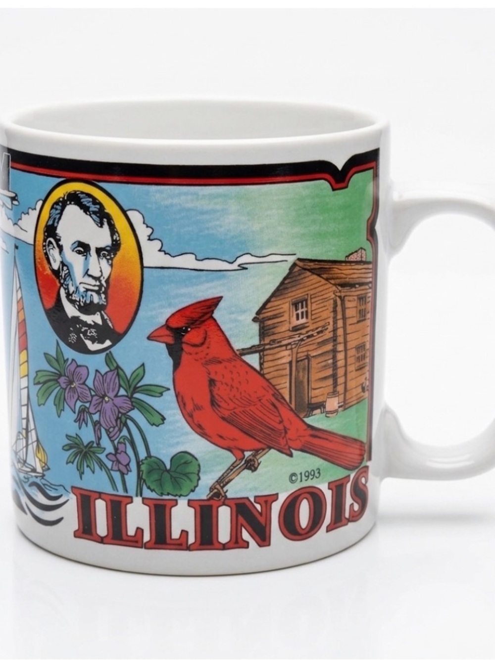 Illinois-themed Souvenir Mug with a Collage of Prominent Landmarks Symbols